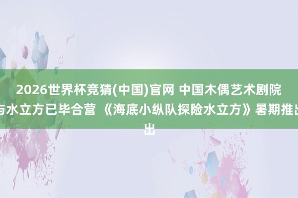 2026世界杯竞猜(中国)官网 中国木偶艺术剧院与水立方已毕合营 《海底小纵队探险水立方》暑期推出