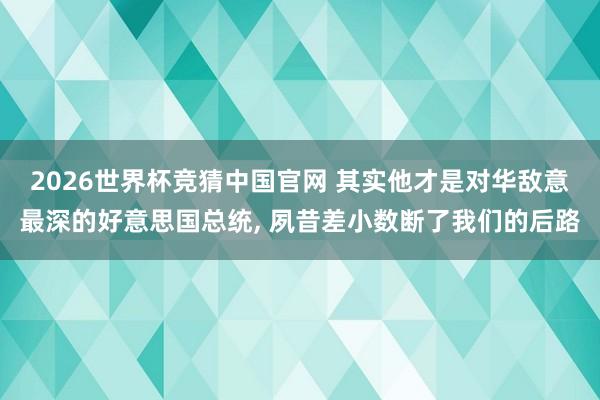 2026世界杯竞猜中国官网 其实他才是对华敌意最深的好意思国总统, 夙昔差小数断了我们的后路