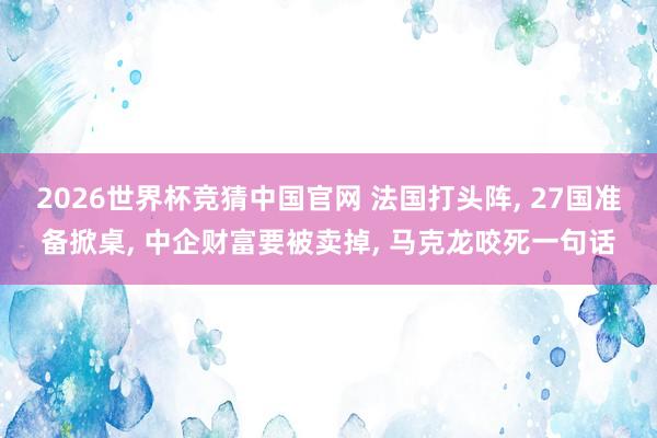 2026世界杯竞猜中国官网 法国打头阵, 27国准备掀桌, 中企财富要被卖掉, 马克龙咬死一句话