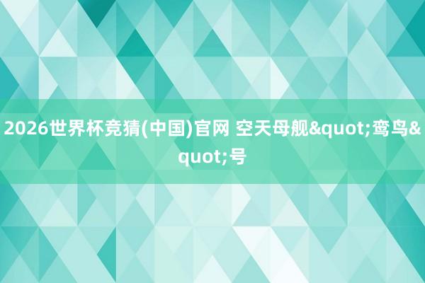 2026世界杯竞猜(中国)官网 空天母舰"鸾鸟"号