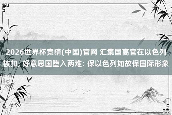 2026世界杯竞猜(中国)官网 汇集国高官在以色列被扣, 好意思国堕入两难: 保以色列如故保国际形象