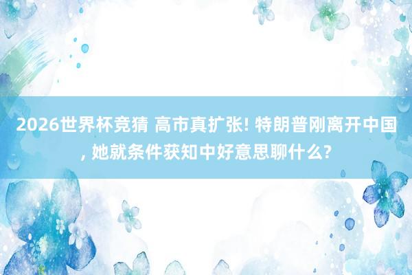 2026世界杯竞猜 高市真扩张! 特朗普刚离开中国, 她就条件获知中好意思聊什么?