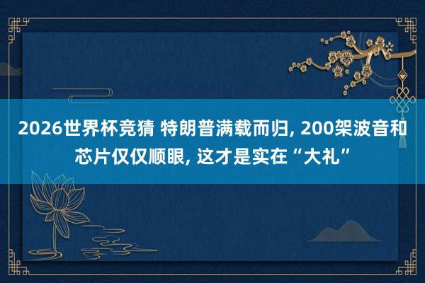 2026世界杯竞猜 特朗普满载而归, 200架波音和芯片仅仅顺眼, 这才是实在“大礼”