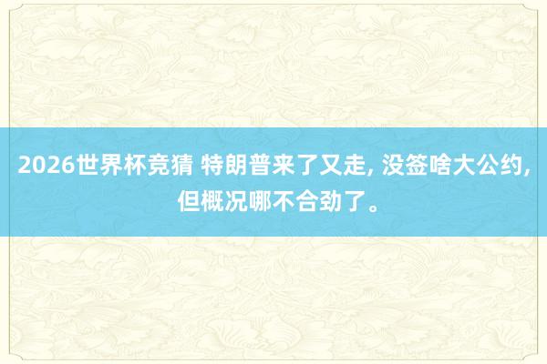 2026世界杯竞猜 特朗普来了又走, 没签啥大公约, 但概况哪不合劲了。