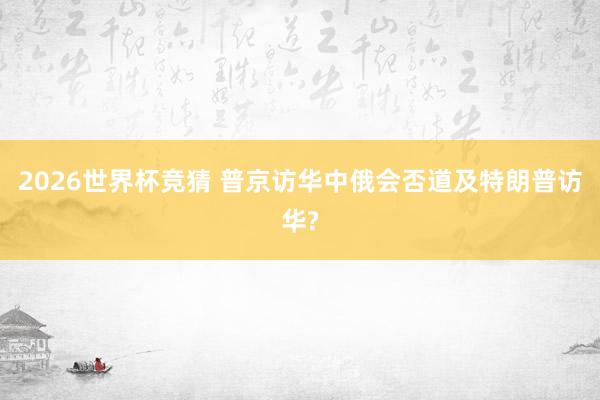 2026世界杯竞猜 普京访华中俄会否道及特朗普访华?