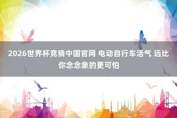 2026世界杯竞猜中国官网 电动自行车活气 远比你念念象的更可怕