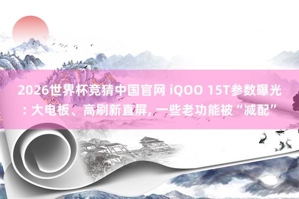 2026世界杯竞猜中国官网 iQOO 15T参数曝光: 大电板、高刷新直屏, 一些老功能被“减配”