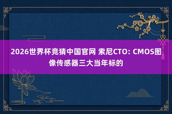 2026世界杯竞猜中国官网 索尼CTO: CMOS图像传感器三大当年标的