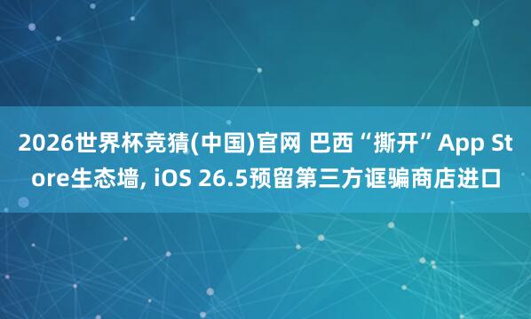 2026世界杯竞猜(中国)官网 巴西“撕开”App Store生态墙， iOS 26.5预留第三方诓骗商店进口