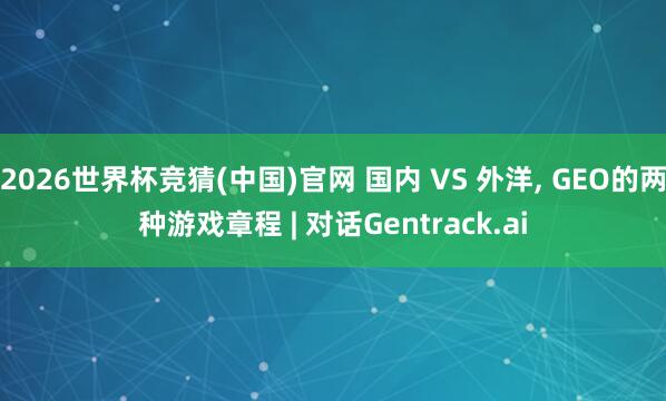 2026世界杯竞猜(中国)官网 国内 VS 外洋, GEO的两种游戏章程 | 对话Gentrack.ai