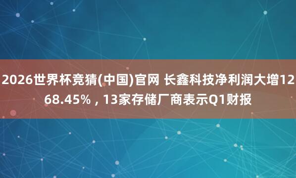 2026世界杯竞猜(中国)官网 长鑫科技净利润大增1268.45% , 13家存储厂商表示Q1财报
