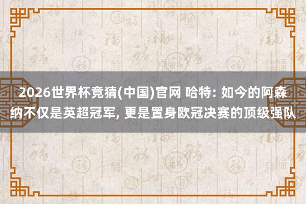 2026世界杯竞猜(中国)官网 哈特: 如今的阿森纳不仅是英超冠军, 更是置身欧冠决赛的顶级强队