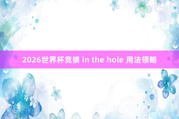 2026世界杯竞猜 in the hole 用法领略