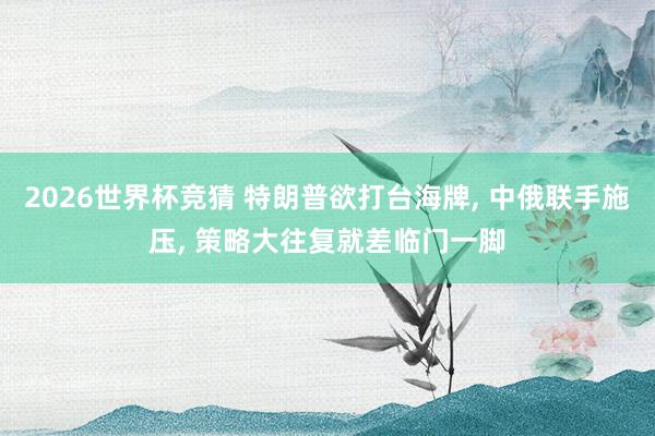 2026世界杯竞猜 特朗普欲打台海牌, 中俄联手施压, 策略大往复就差临门一脚