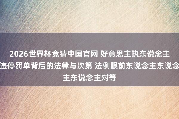 2026世界杯竞猜中国官网 好意思主执东说念主谈中国违停罚单背后的法律与次第 法例眼前东说念主东说念主对等