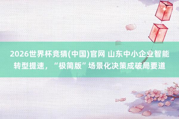 2026世界杯竞猜(中国)官网 山东中小企业智能转型提速,“极简版”场景化决策成破局要道