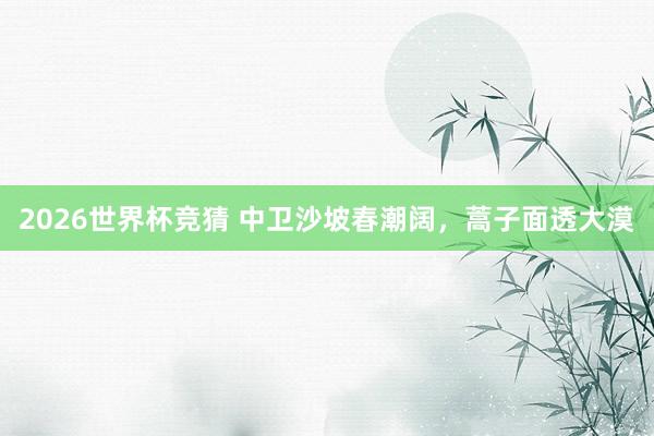 2026世界杯竞猜 中卫沙坡春潮阔,蒿子面透大漠