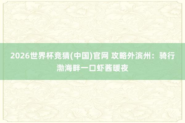 2026世界杯竞猜(中国)官网 攻略外滨州:骑行渤海畔一口虾酱暖夜