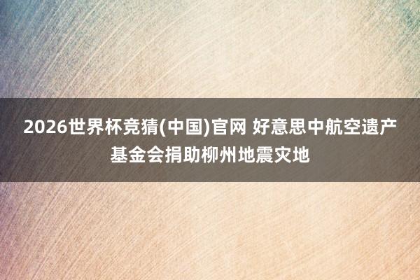 2026世界杯竞猜(中国)官网 好意思中航空遗产基金会捐助柳州地震灾地