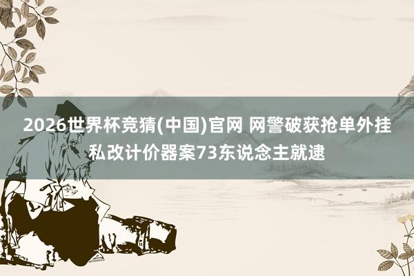 2026世界杯竞猜(中国)官网 网警破获抢单外挂私改计价器案73东说念主就逮