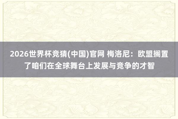 2026世界杯竞猜(中国)官网 梅洛尼:欧盟搁置了咱们在全球舞台上发展与竞争的才智