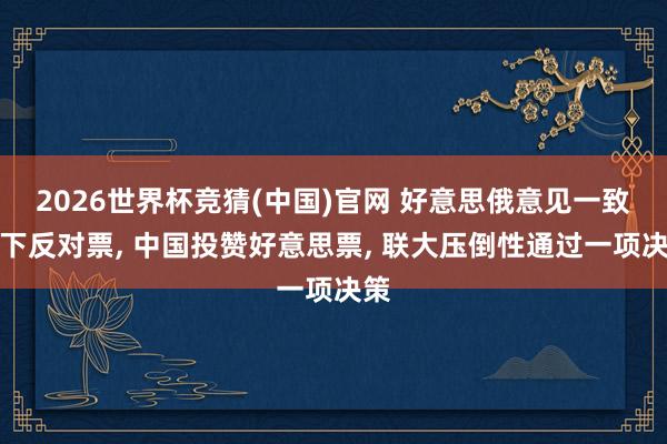 2026世界杯竞猜(中国)官网 好意思俄意见一致投下反对票, 中国投赞好意思票, 联大压倒性通过一项决策