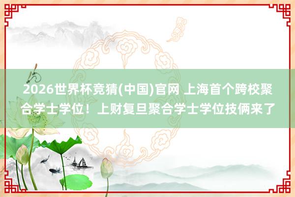 2026世界杯竞猜(中国)官网 上海首个跨校聚合学士学位！上财复旦聚合学士学位技俩来了