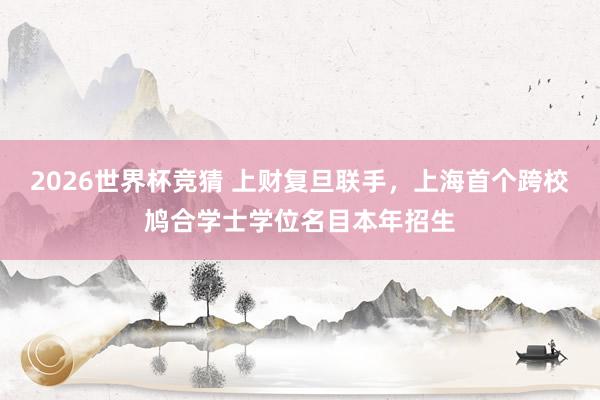 2026世界杯竞猜 上财复旦联手，上海首个跨校鸠合学士学位名目本年招生
