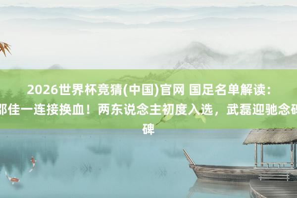 2026世界杯竞猜(中国)官网 国足名单解读:邵佳一连接换血!两东说念主初度入选,武磊迎驰念碑