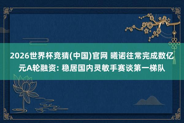 2026世界杯竞猜(中国)官网 曦诺往常完成数亿元A轮融资: 稳居国内灵敏手赛谈第一梯队