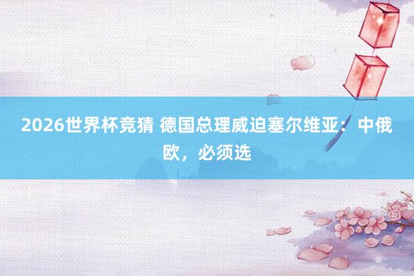 2026世界杯竞猜 德国总理威迫塞尔维亚:中俄欧,必须选