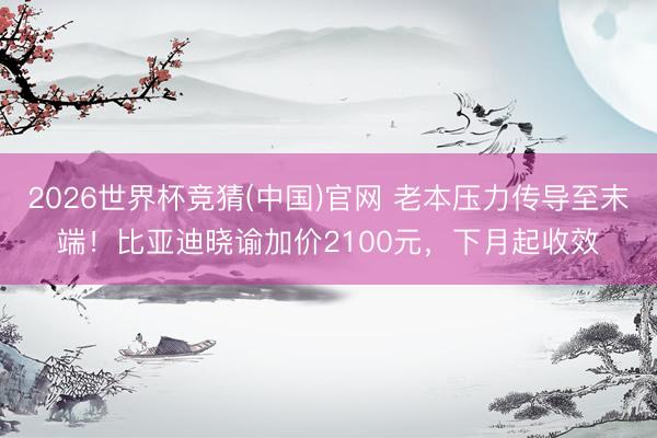 2026世界杯竞猜(中国)官网 老本压力传导至末端！比亚迪晓谕加价2100元，下月起收效