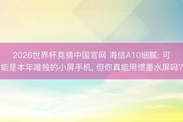 2026世界杯竞猜中国官网 海信A10细腻: 可能是本年唯独的小屏手机, 但你真能用惯墨水屏吗?