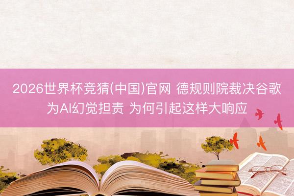 2026世界杯竞猜(中国)官网 德规则院裁决谷歌为AI幻觉担责 为何引起这样大响应