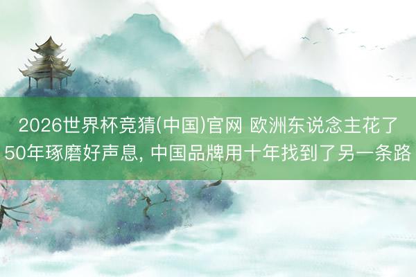 2026世界杯竞猜(中国)官网 欧洲东说念主花了50年琢磨好声息, 中国品牌用十年找到了另一条路