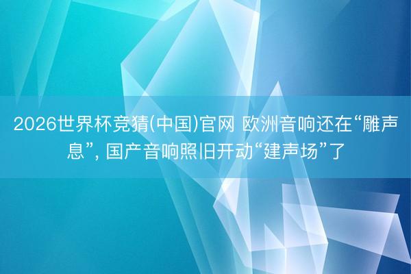 2026世界杯竞猜(中国)官网 欧洲音响还在“雕声息”, 国产音响照旧开动“建声场”了