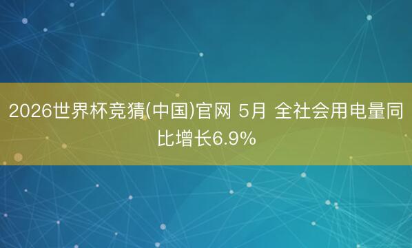 2026世界杯竞猜(中国)官网 5月 全社会用电量同比增长6.9%